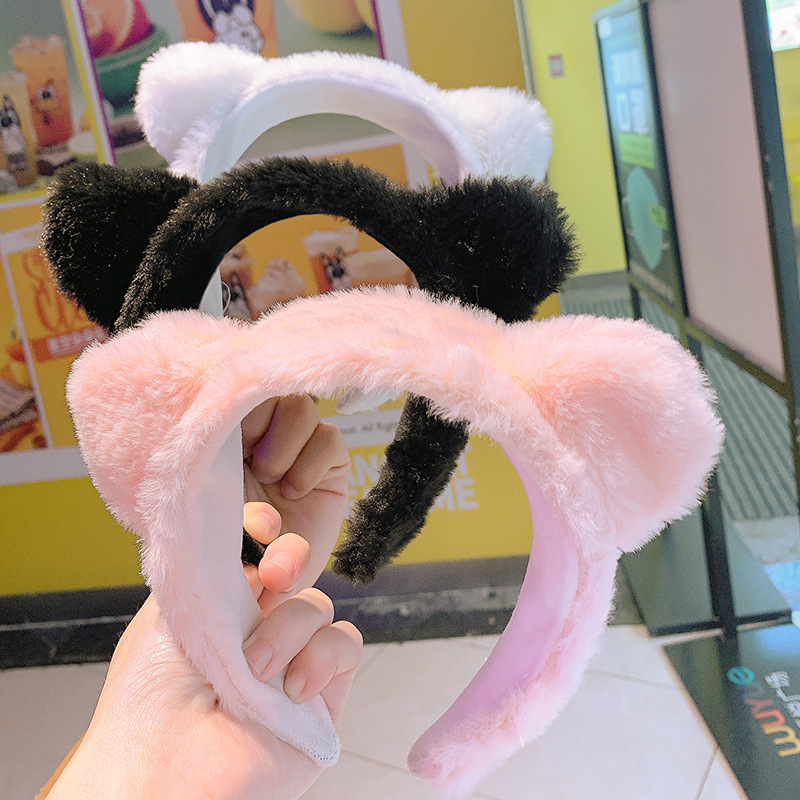 Festival Internet Celebrity All-match Plush Wide-brimmed Hair Band Headband Women's Face-washing Hair Stamp Headdress Outing Hair Accessories Hair Band Hair Stamp