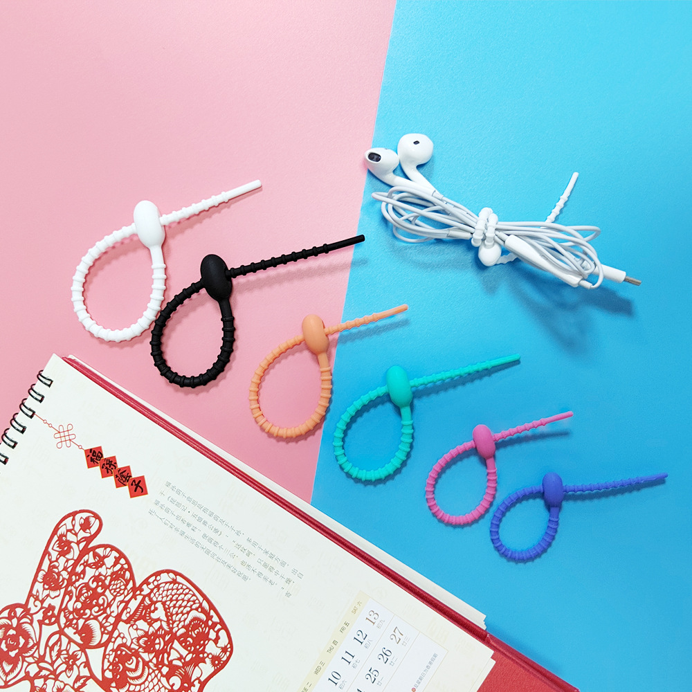 Candy Color Silicone Tie DIY Keychain Clothing Bag Jewelry Lanyard Accessories Data Cable Storage Winding
