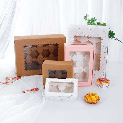 2/4/6 Cupcake Packing Box Kraft Paper Maffen Cup Cake Box Tart Box Wholesale