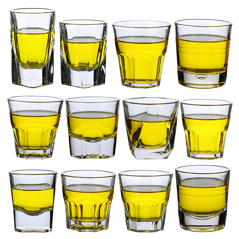 Tempered cup glass beer cup octagonal cup heat-resistant cup spirits cup whisky two two cups bar KTV
