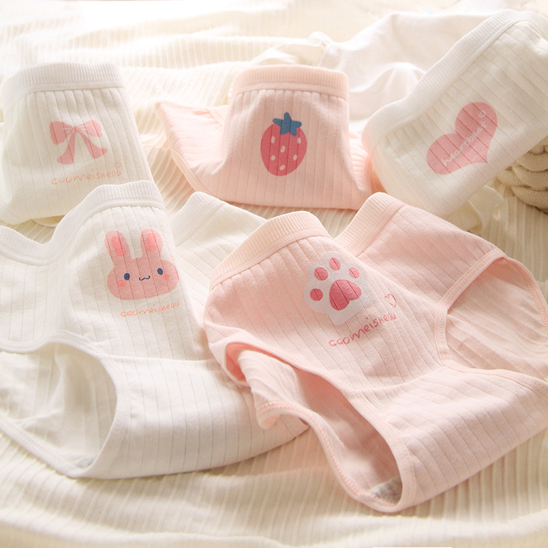 Japanese Lori Girl Soft Sister Underwear Love Meow Claw Second Dimension Fat Animation Middle Waist Cotton Briefs 0747