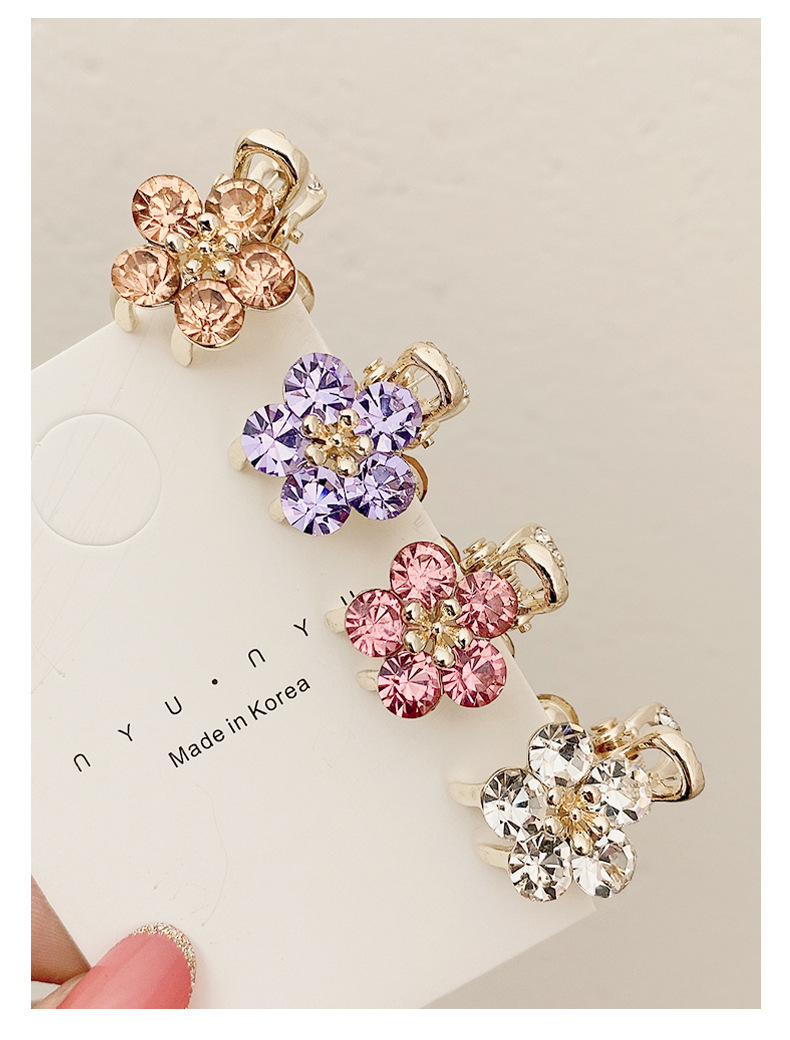 Small Bangs Grab Clip 2022 New Crystal Flower Side Hairpin Korean Internet Celebrity Mini Elegant Grab Hair Accessories_voghion.com