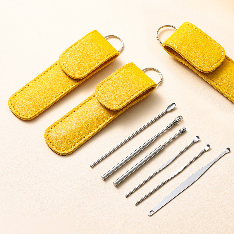 Ear pick suit ear pick artifact Japanese spiral wet buckle professional adult household stainless steel ear pick tool