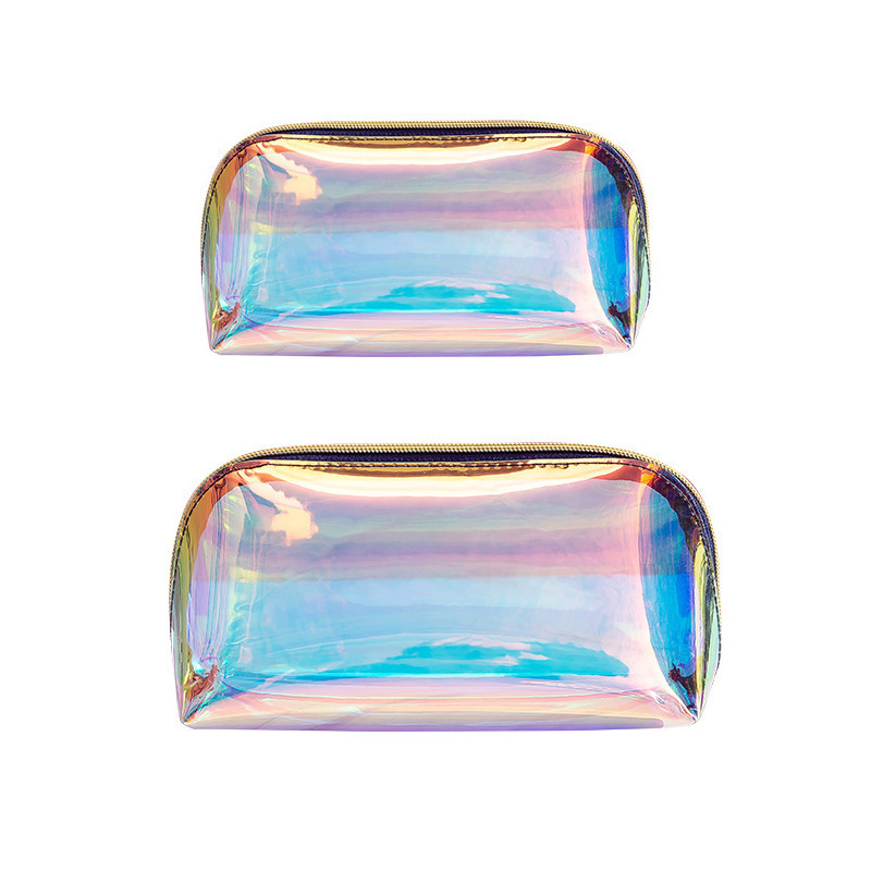 Magic color laser semicircle cosmetic bag large capacity convenient leisure storage bag wash bag shell cosmetic bag Gao Ding