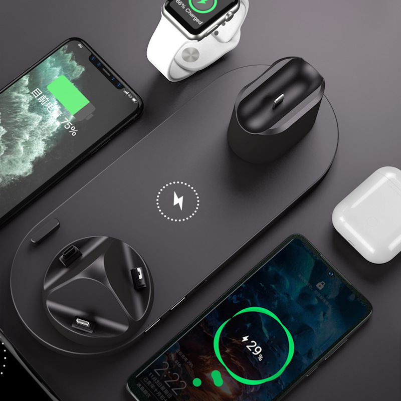 Cross-border new multi-functional six-in-one wireless charger for headphones watch fast charging wireless charger