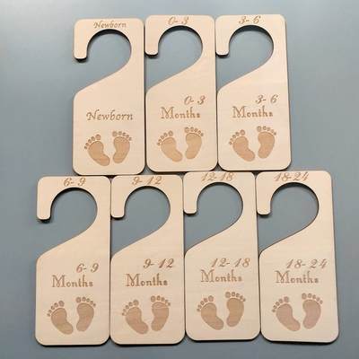 Wooden Divider Crafts Baby Cabinet Tag Newborn Hanger Milestone Card Clothes Month Divider Card