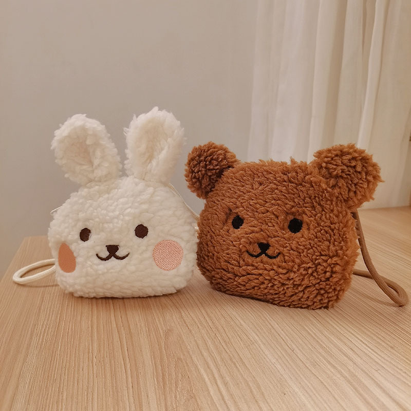 Super Cute Rabbit Bear Bag Children's Mini Plush Crossbody Bag New Year All-match Baby's Coin Purse