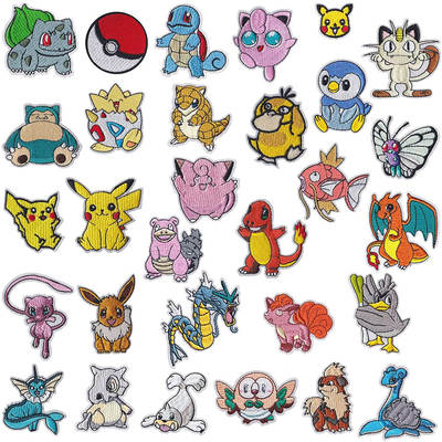 Amazon Supply cute elf Cartoon Cartoon Pokemon Xiaolong embroidered cloth stickers clothing accessories