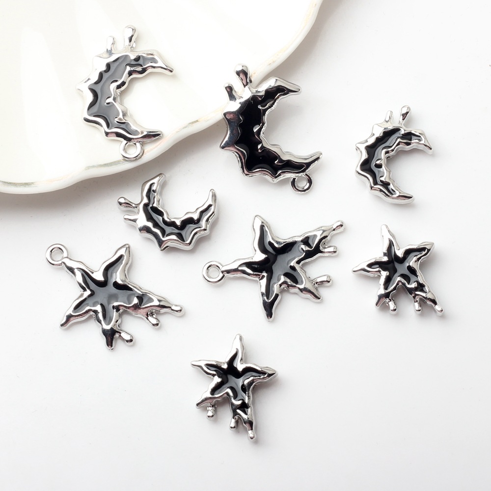 Korean style alloy black dripping star Moon small pendant pendant accessories diy jewelry earrings accessories material