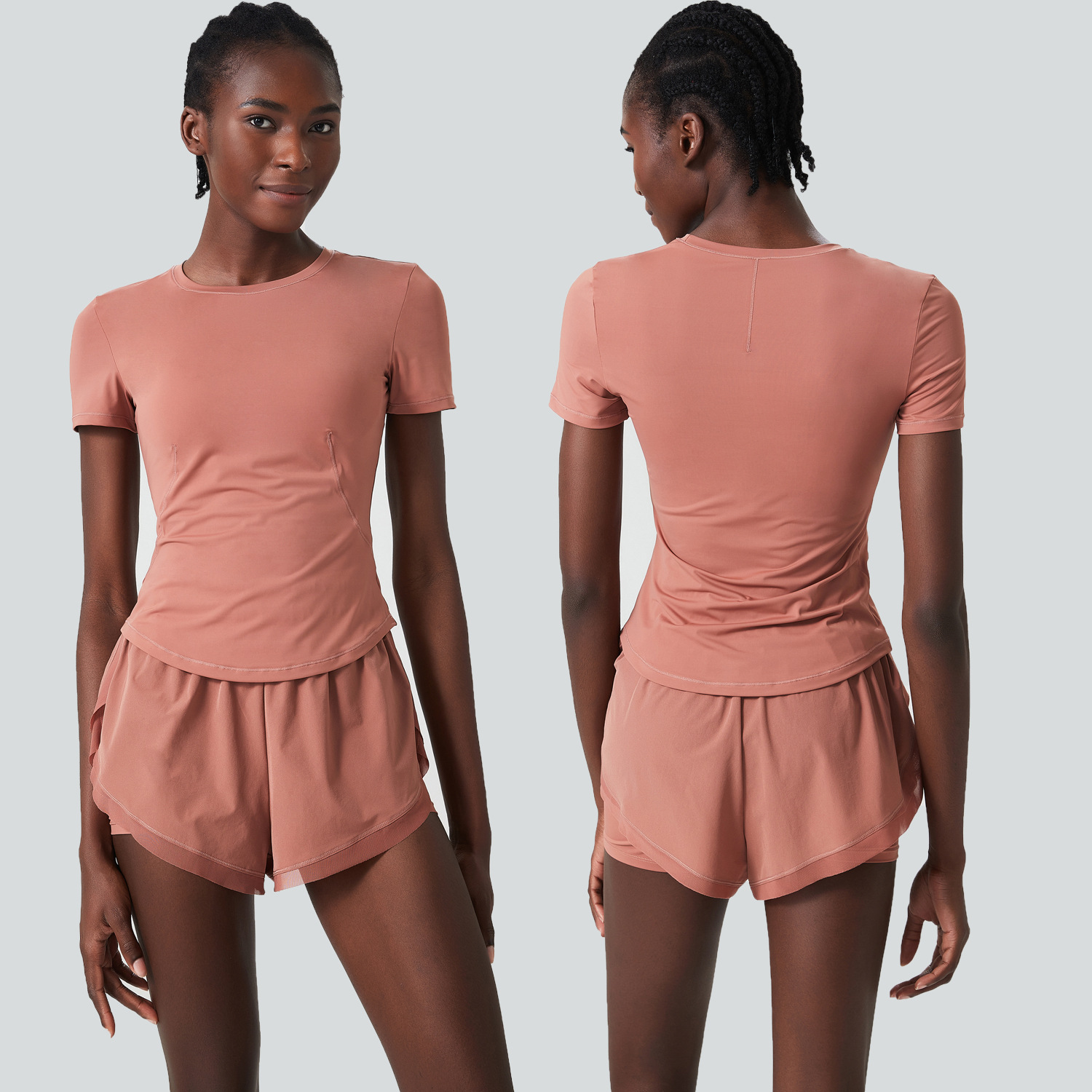 Cross-border Ice Skin Summer Sportswear Suit Women's Large Size Quick-drying Two-piece Fitness Yoga Suit Suit