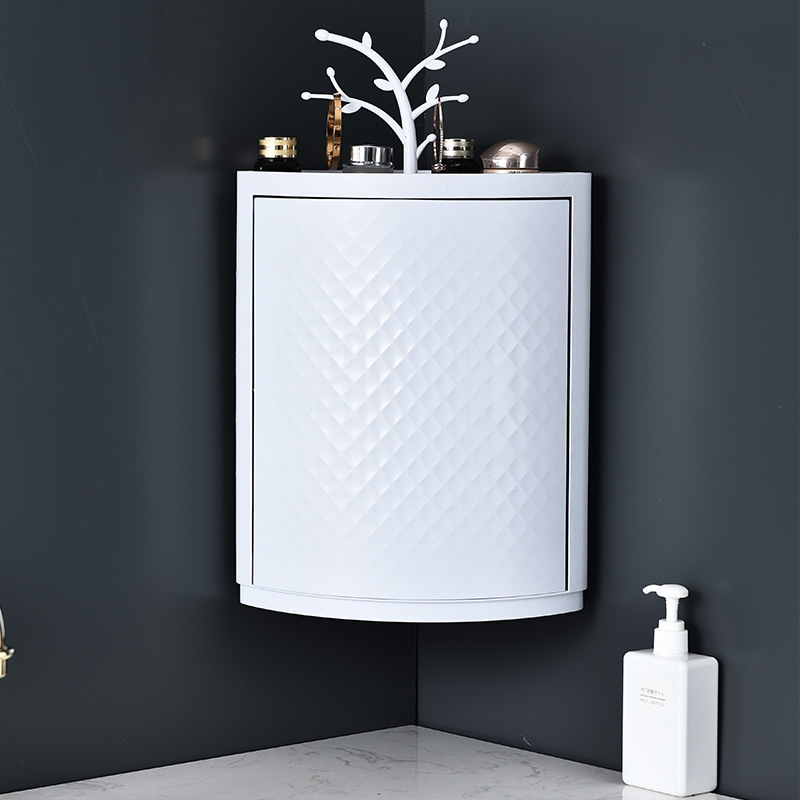 Bathroom corner triangle storage rack bedroom kitchen bathroom corner organizing locker dustproof rotating storage rack
