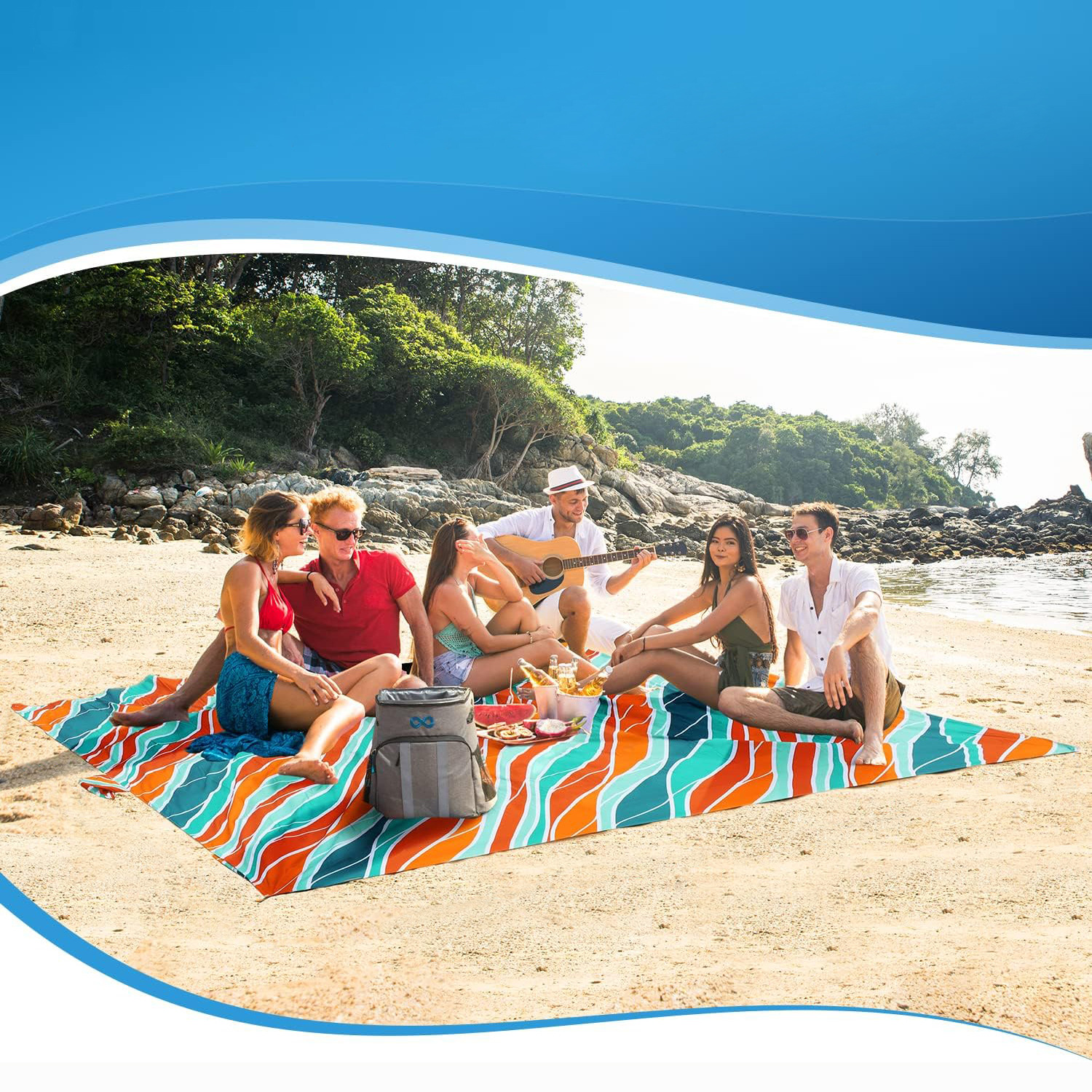 Cross-border outdoor camping beach supplies color sand-free beach mat storage bag foldable lightweight camping moisture-proof mat