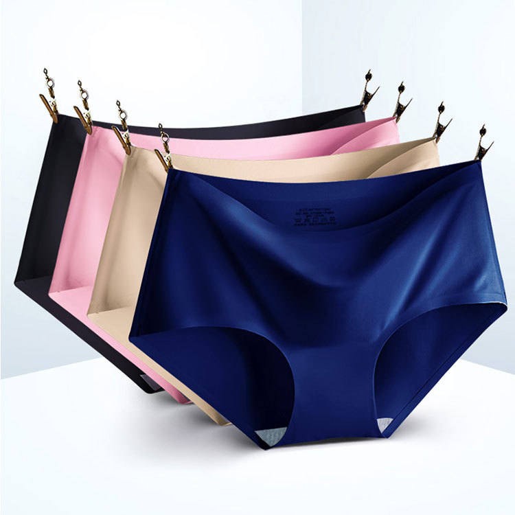 Plus size one-piece ice silk underwear women's triangle shorts mid-waist women's underwear head Jin wholesale