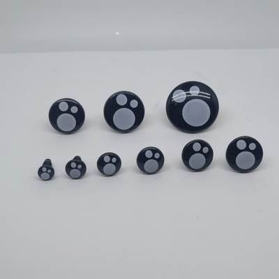 8mm-30mm black and white pad printing eyes three white dots dog claw footprints threaded feet eyes cartoon rabbit flat eyes