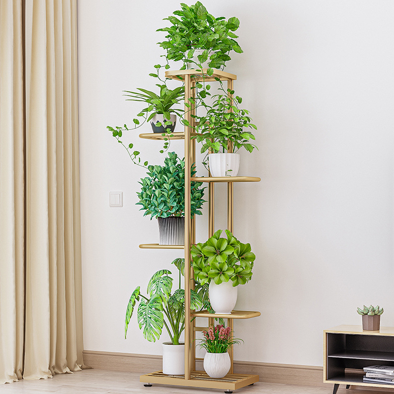 Simple iron floor Nordic indoor outdoor home living room flower pot multi-layer green radish succulent storage balcony flower stand