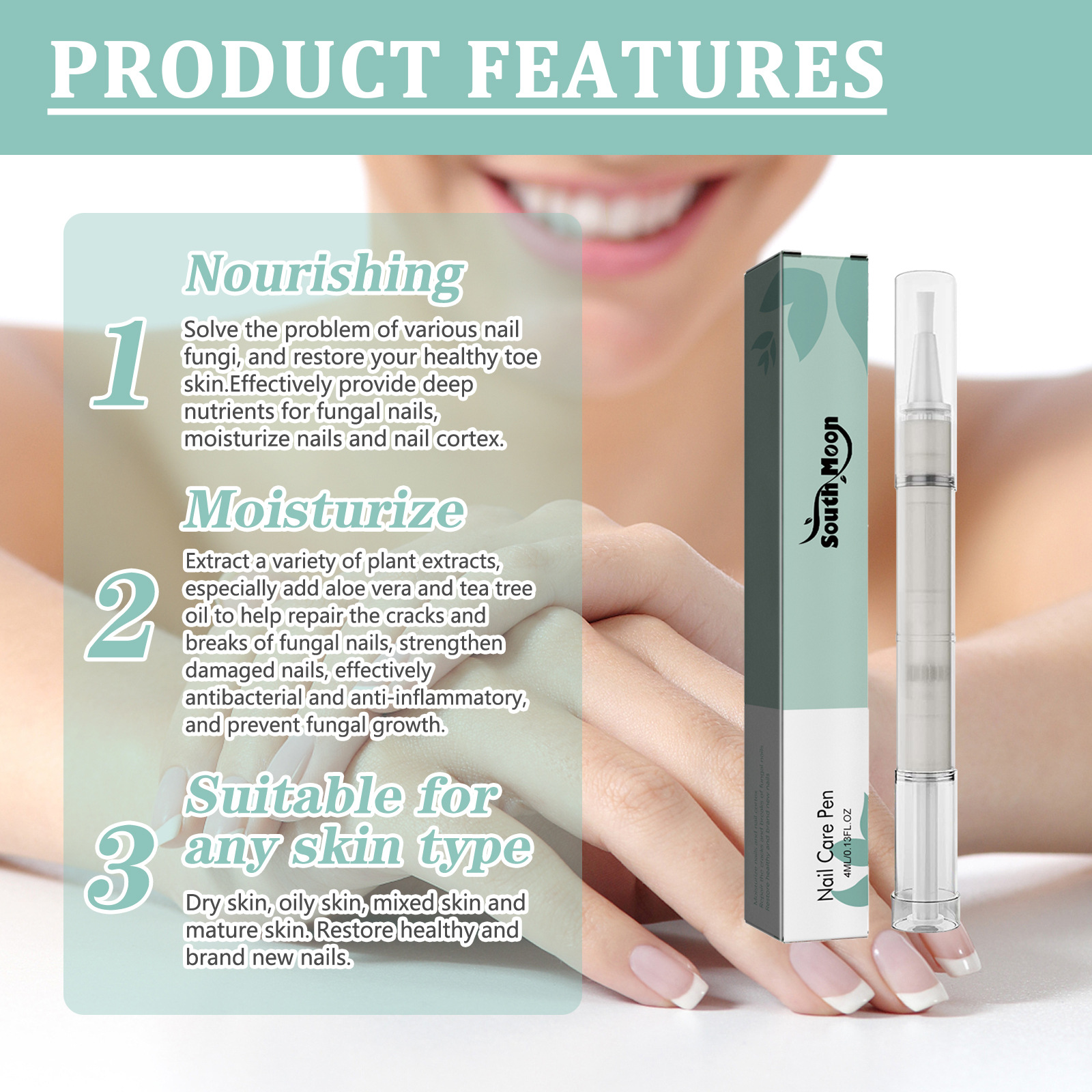 South Moon nail repair pen gray nail care solution cleaning bright nail thickening gray nail repair pen