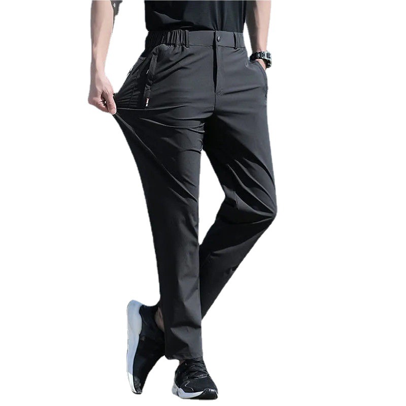 Explosive Ice Silk Quick-drying Pants Men's Summer Thin Loose Large Size Straight Pants Men's Elastic Breathable Casual Pants Men's Trousers