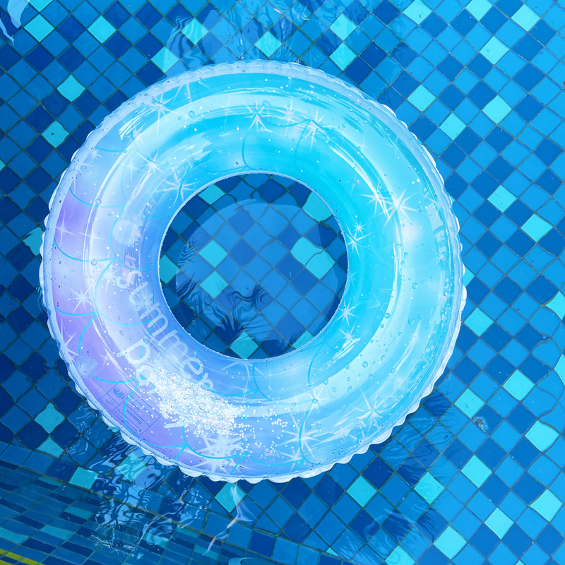 Cross-border ins thickened Internet celebrity handle sequined starry sky swimming ring adult children PVC swimming ring underarm water ring
