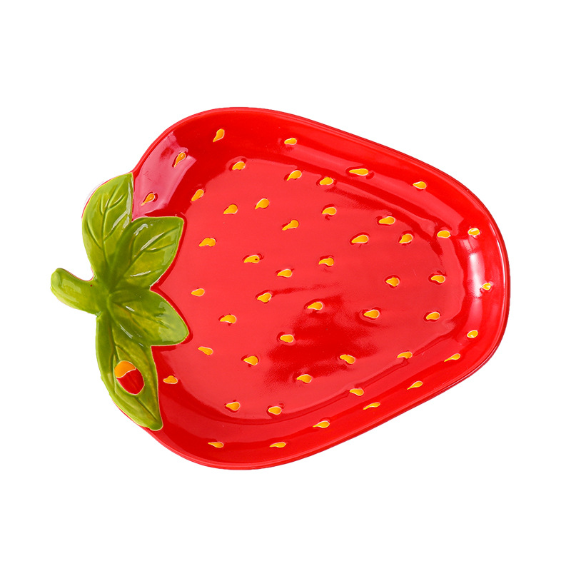Creative ceramic strawberry bowl plate tableware cute high-looking cartoon dessert salad bowl snack plate fruit plate