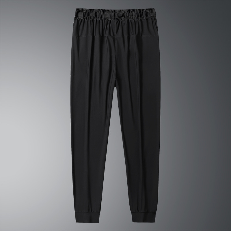 Men's Summer Ice Silk Trousers Large Size High Elastic Thin Quick-drying Casual Sports Pants Loose Leg Breathable Air Conditioning Pants