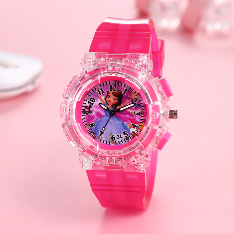 Princess Sophia Series Children's Watch Pointing LED Luminous Colorful Lights Watch for Boys and Girls Students