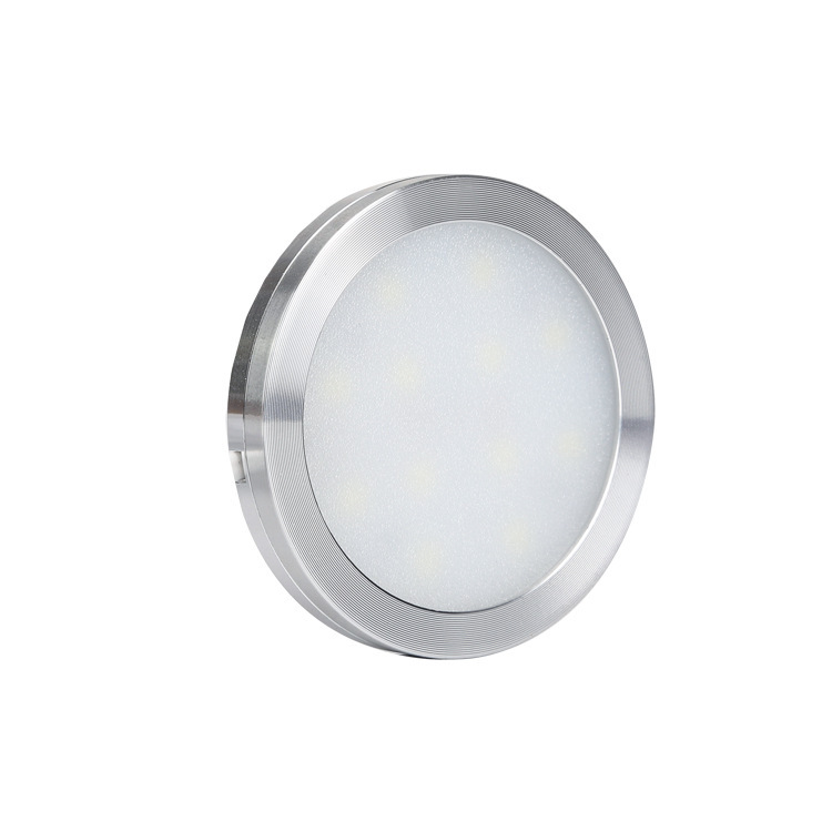 LED kitchen cabinet lamp round 2W wardrobe lamp wine cabinet furniture lamp RV lamp open-fitting small round lamp open-hole-free thin round lamp