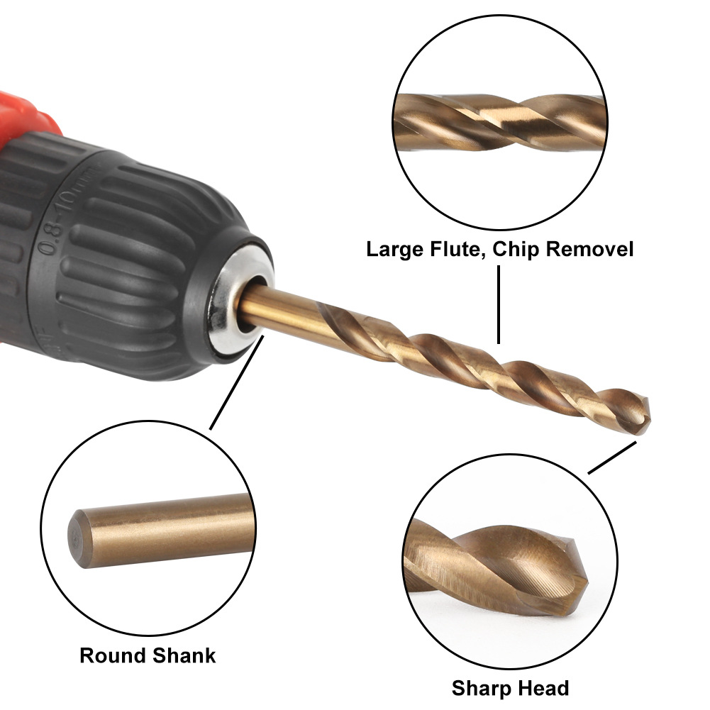 0.5-15 aperture 6542 full grinding straight shank twist drill stainless steel drilling special drill set wholesale generation