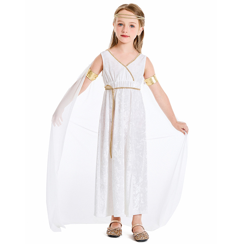 Halloween costume export foreign trade style Greek myth Goddess of Liberty Girl White Court shawl dress