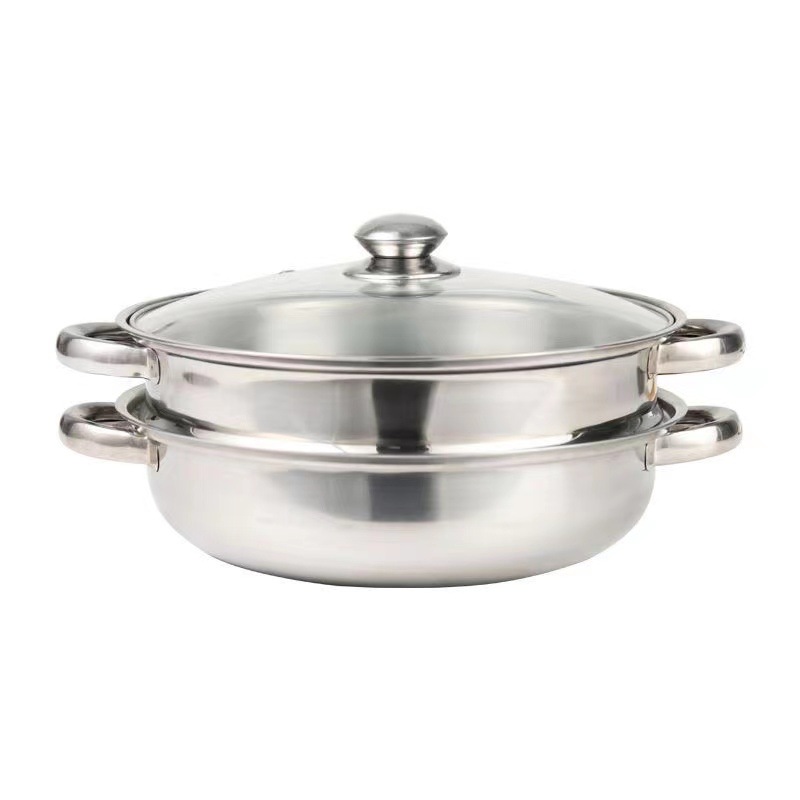 Factory wholesale stainless steel steamer single layer double layer soup steamer household hot pot thickened gift 28cm