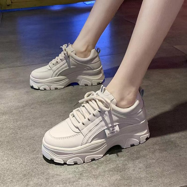 White shoes fashion daddy shoes women 2021 Spring and Autumn New Korean sports casual shoes thick bottom color shoes wholesale