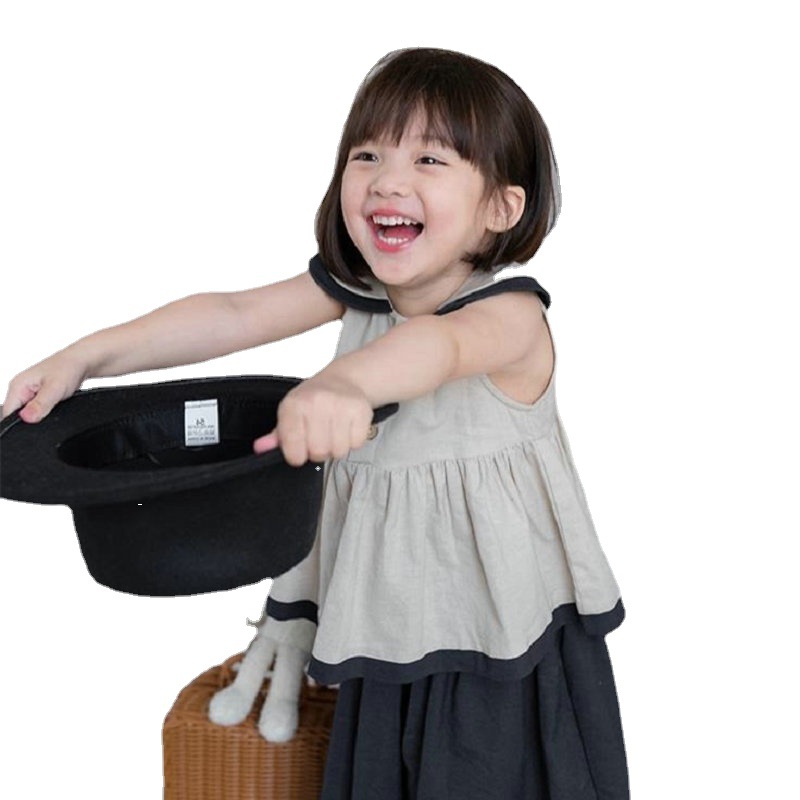 Girls' Set Doll Collar Elegant French Style Baby Top with Wide Leg Pants 23 Summer New Foreign Trade Children's Clothing