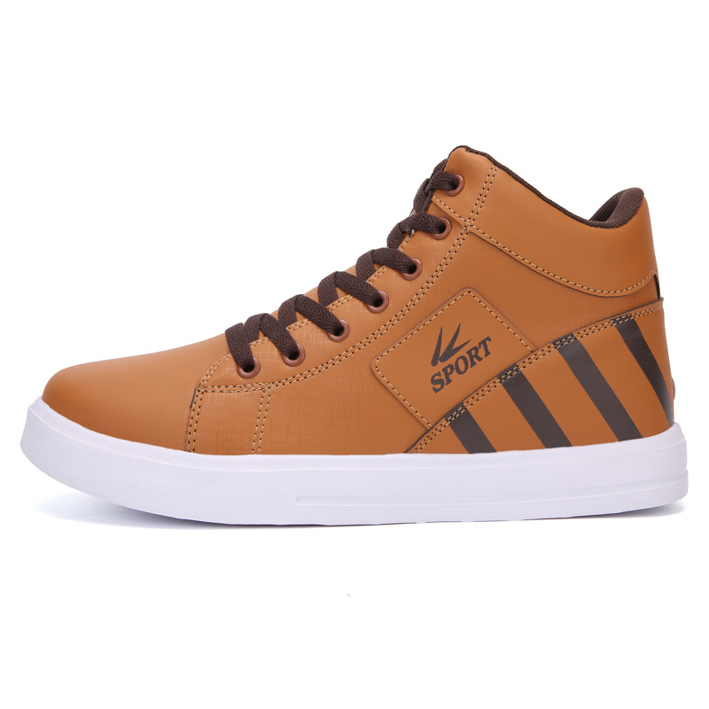 Cross-border Large Size High-top Casual Fashion Leather Sneakers Fashionable Korean Style Trendy Sneakers for Men