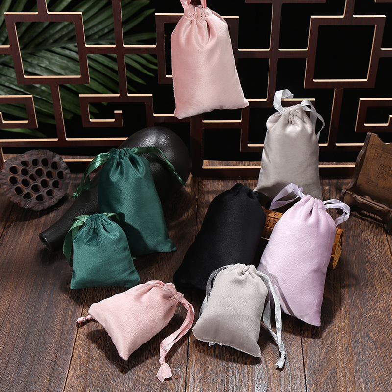 Lisi Velvet Drawstring Bag Jewelry Storage Packaging Bag Spot Printable logo Velvet Drawstring Pocket