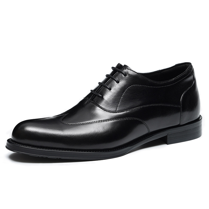 Wholesale Cowhide Leather Business Dress Handmade Oxford Groom Wedding Shoes Men's British Lace-Up Casual Inner Height Increasing Men's Shoes