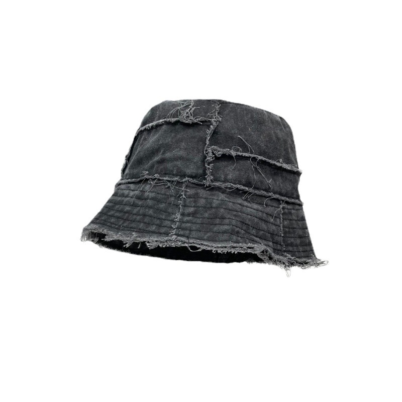 Japanese washed fur-edge fisherman hat, face-covering bucket hat, disruptive style beggar hat