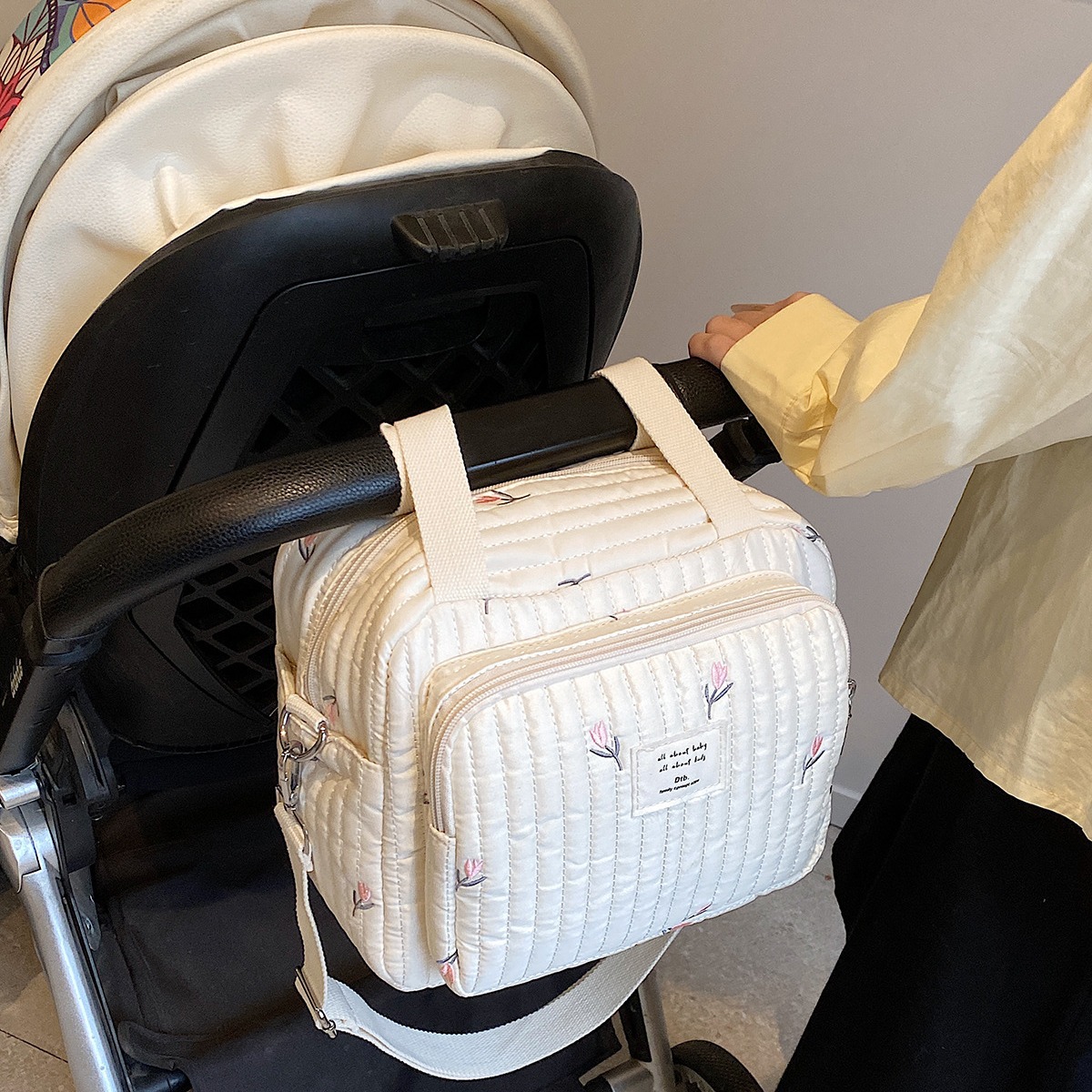 Korean Style Mummy Bag Polyester New Style Bear Embroidered Mother and Baby Bag Large Capacity Outgoing Mother Shoulder Crossbody Bag Cross-border Crossbody Bag