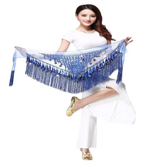 Spot Indian dance clothes flash tassel waist towel belly dance hip towel waist chain Latin dance waist towel wholesale