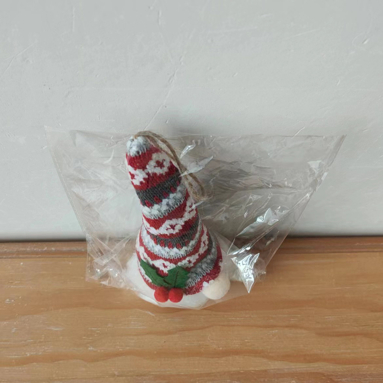 Christmas knitted hat with light faceless doll pendant atmosphere layout luminous old man little doll tree pendant_voghion.com