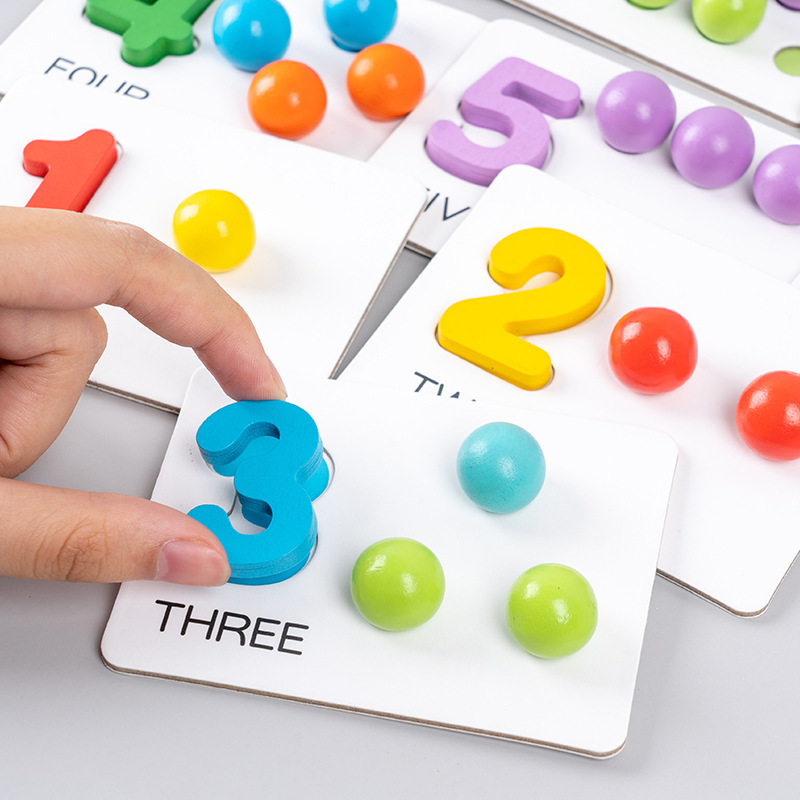 Wooden Number Computing Clip Beads Matching Game Children's Early Education Educational Toys Building Blocks Color Classification Cup Cross-Border