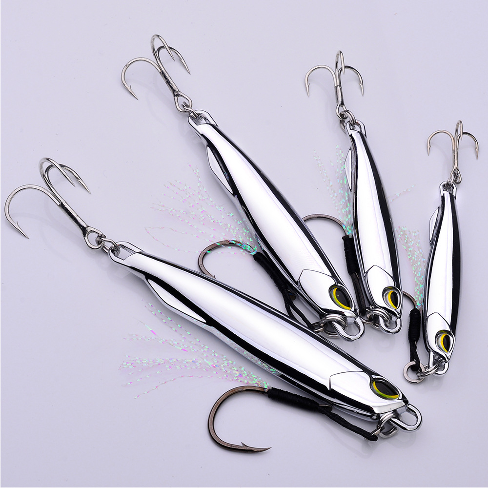Electroplated Iron Plate Luya Bait Long-distance Fast-pumping Spanish Mackerel Mirror-surface Iron Plate Bionic Bait Perch Bucket White Strip Metal Bait