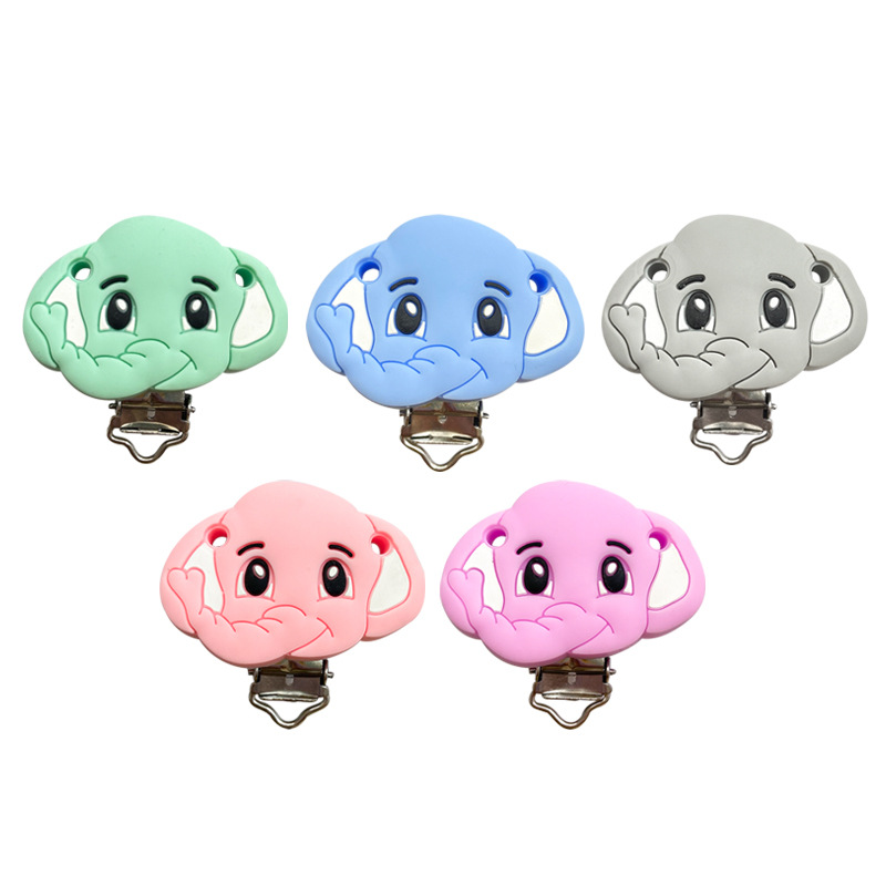Manufacturers supply cartoon animal silicone pacifier clip hardware duck bill clip baby pacifier accessories