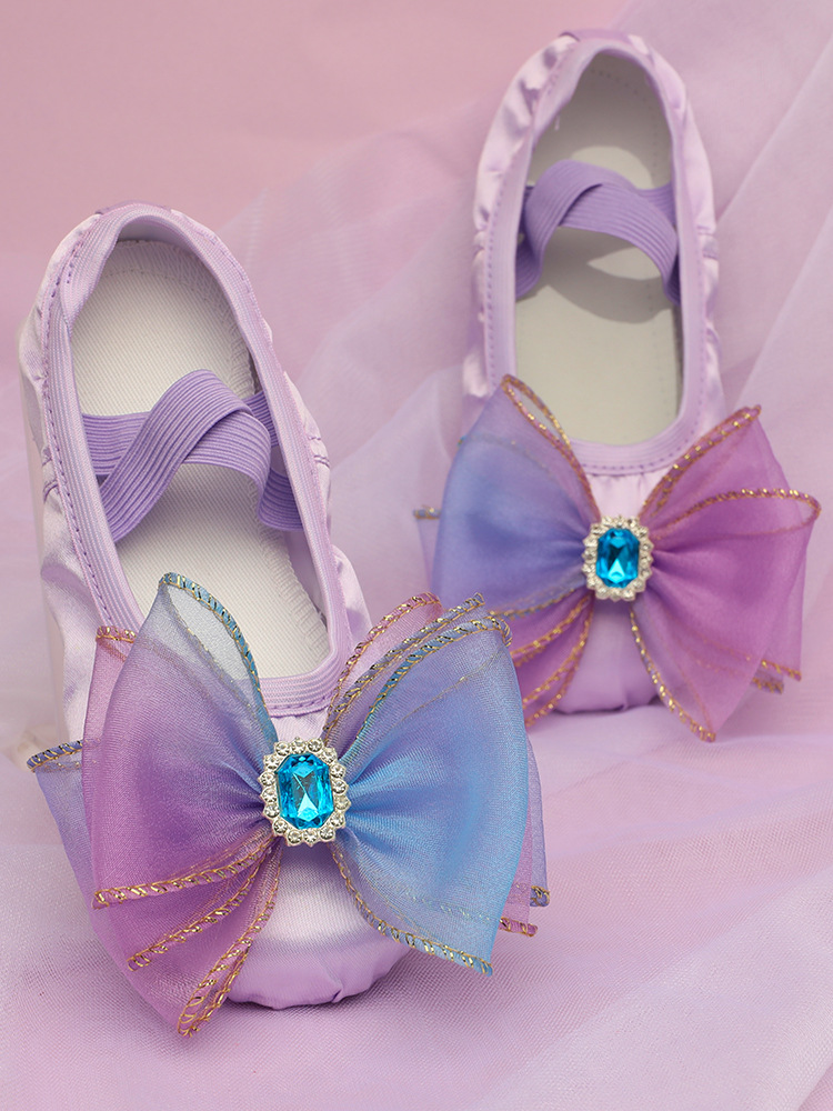 Blue Dancing Shoes Women's Soft-soled Children's Classical Chinese Ballet Special Dancing Shoes for Girls Claw 8037