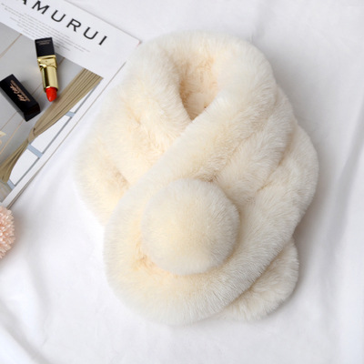 Imitation Rex Rabbit Fur Scarf Women's Autumn and Winter Neck Set Thickened Warm Three-Tube Scarf Imitation Wrasse Rabbit Fur Scarf