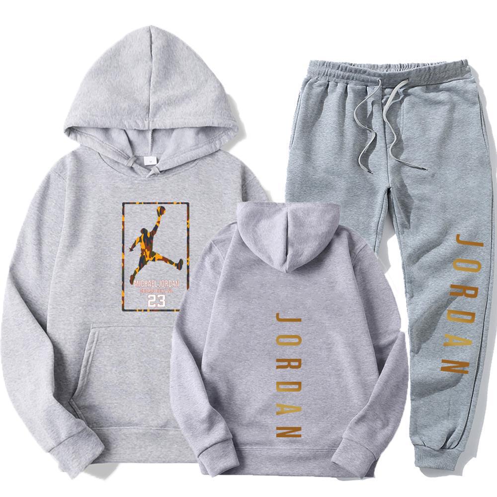 European and American Cross-border Men's Autumn and Winter Trendy Hoodie Suit Young Men and Women Couple Sports Leisure Sweater Suit