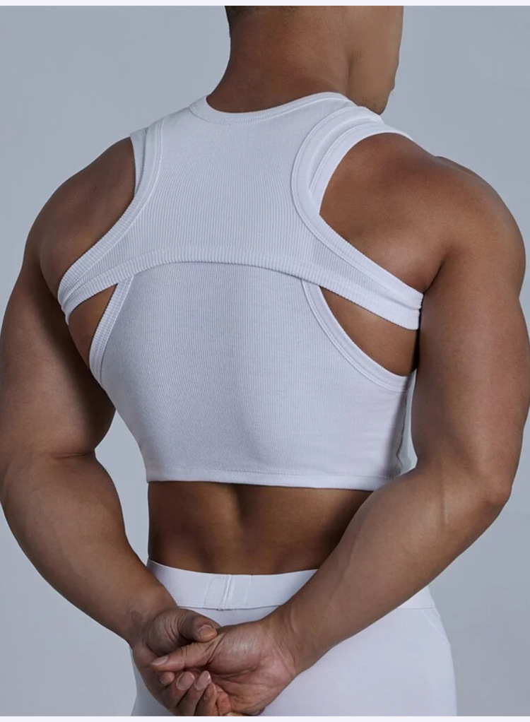 In stock independent station hot selling inner base Street fashion sexy irregular vest camisole men's two-piece set