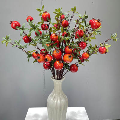 Christmas New Year Hugging Bucket Artificial Flower Pomegranate Persimmon Bucket Eucalyptus Holly Fruit Red Fruit Artificial Fruit