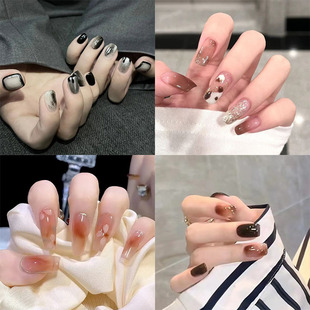 Autumn and Winter Gentle Pure Desire Simple Style Wear Nail Art Patch Short Medium and Long White Removable Fake Nail Patch