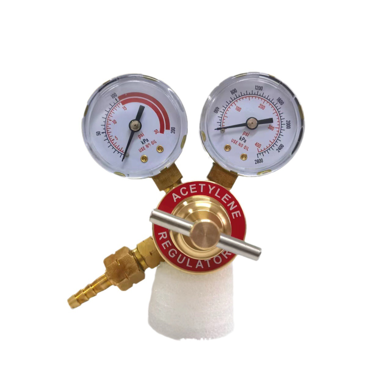 Wenzhou Weixin Outlet Small Valve Body Acetylene Meter Intake CGA200 Inner Teeth All Copper Pressure Adjustable Pressure Gauge
