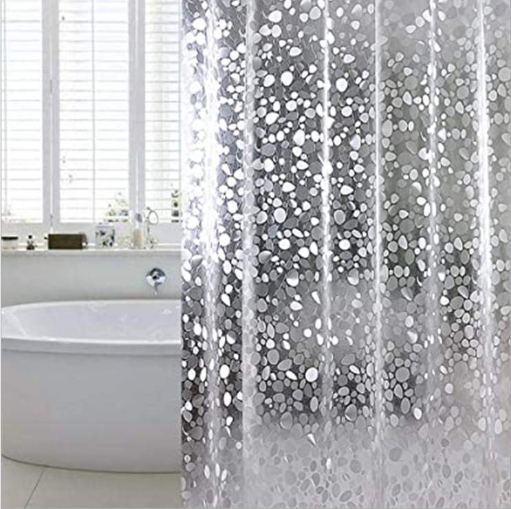 In stock generation 3D water cube translucent shower curtain waterproof curtain anti-stick thickened mildew-proof curtain bathroom