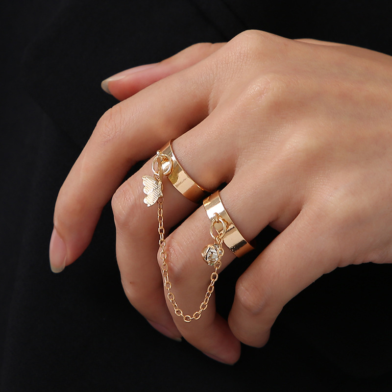 Perséinlechkeet Krawatt Kette Kombinatioun Päiperleksring Punk Fan Ouverture Unisex Ring Fangerring fir Männer a Fraen_voghion.com